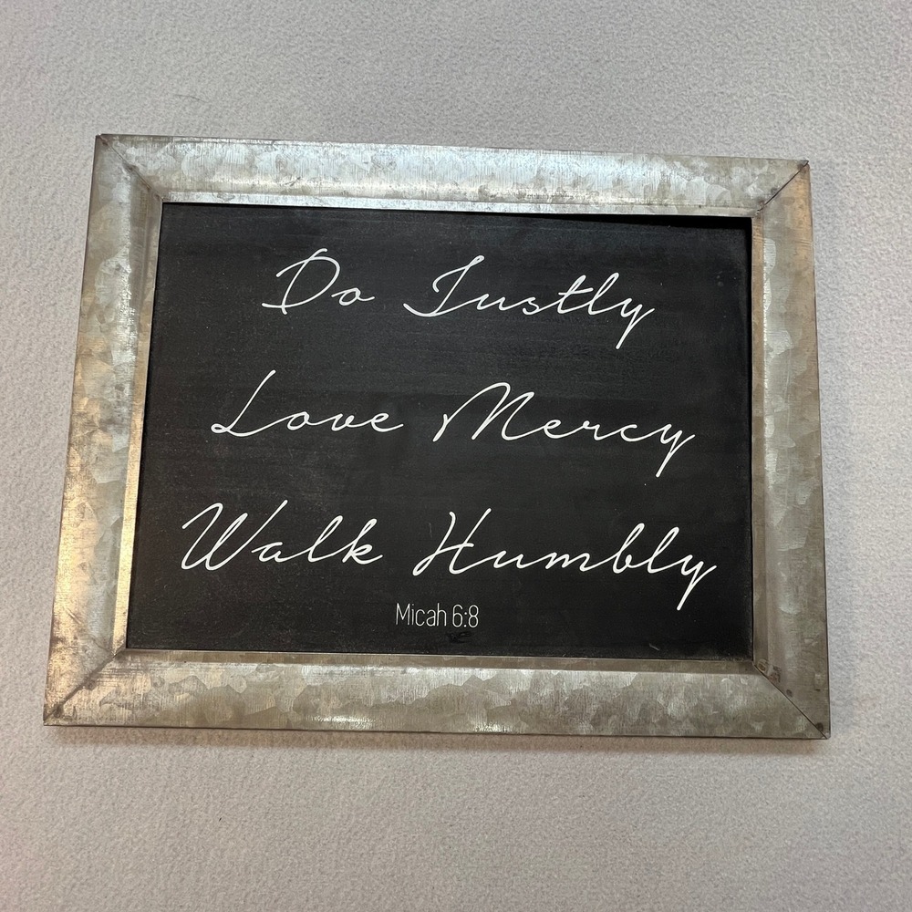 Micah 6:8 Galvanized Metal Frame Art Do Justly Love Mercy Walk Humbly Farmhouse